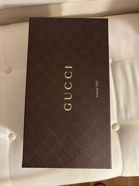Gucci Dark Brown Embossed Logo Gift Box with Gold Lettering